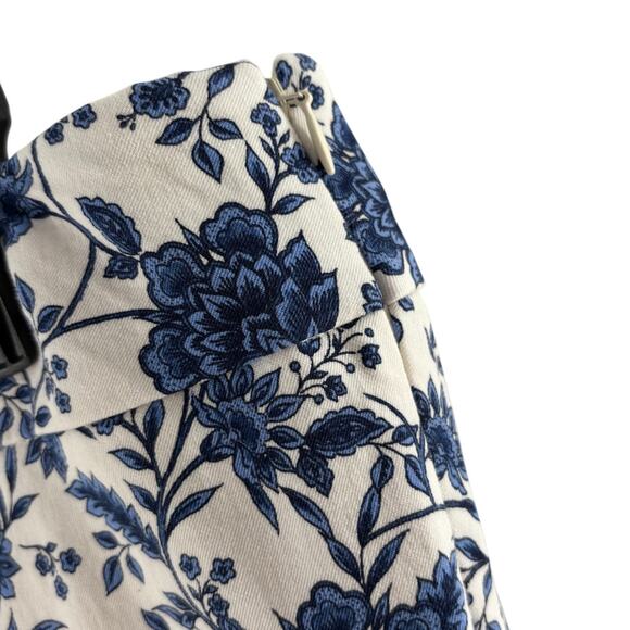 Talbots Blue Floral Chatham Ankle White Cotton Pants - Picture 7 of 12